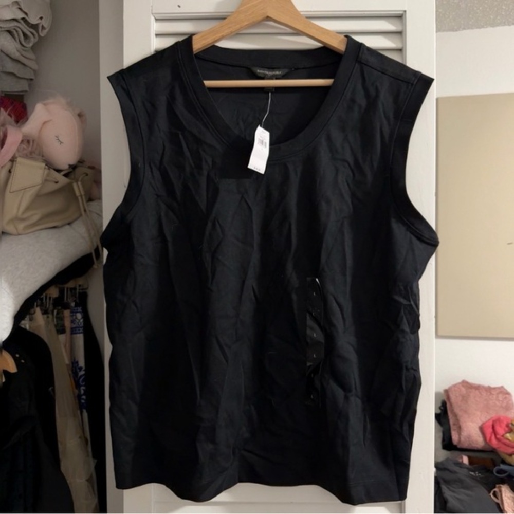 Banana Republic Timeless Cotton Tank Top | Black | L | NWT